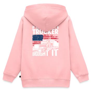 Lkw-Fahrer - Kinder Premium Organic Zip Hoodie - Rosa - Hinten - AI Model Kid Female (0cm)