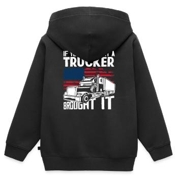 Camionneur - Sweat Premium à capuche zippé enfant bio - noir - Dos - AI Model Kid Male (0cm)
