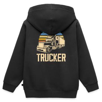 Camionneur - Sweat Premium à capuche zippé enfant bio - noir - Dos - AI Model Kid Male (0cm)