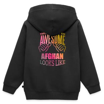 Afghanistan Afghanistan Afghanistan - Kinder Premium Organic Zip Hoodie - Schwarz - Hinten - AI Model Kid Male (0cm)