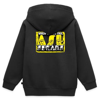 ASL Dolmetscher Gebärdensprache - Kinder Premium Organic Zip Hoodie - Schwarz - Hinten - AI Model Kid Male (0cm)