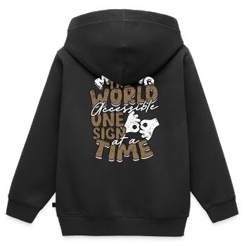 ASL Dolmetscher Gebärdensprache - Kinder Premium Organic Zip Hoodie - Schwarz - Hinten - AI Model Kid Male (0cm)
