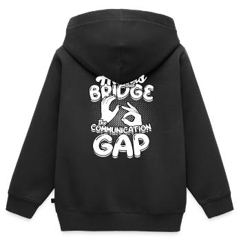 ASL Dolmetscher Gebärdensprache - Kinder Premium Organic Zip Hoodie - Schwarz - Hinten - AI Model Kid Male (0cm)