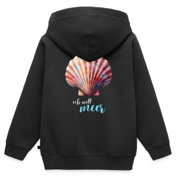 Vacances Coquillage Pétoncle Longing Vacances - Sweat Premium à capuche zippé enfant bio - noir - Dos - AI Model Kid Male (0cm)