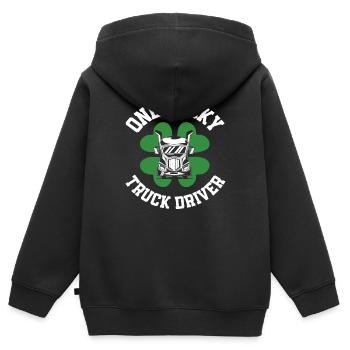Chauffeur de camion de la Saint-Patrick Shamrock - Sweat Premium à capuche zippé enfant bio - noir - Dos - AI Model Kid Male (0cm)