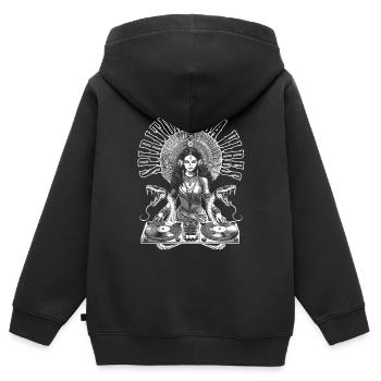 Chemise Goa avec DJane indien : Design spirituel - Sweat Premium à capuche zippé enfant bio - noir - Dos - AI Model Kid Male (0cm)