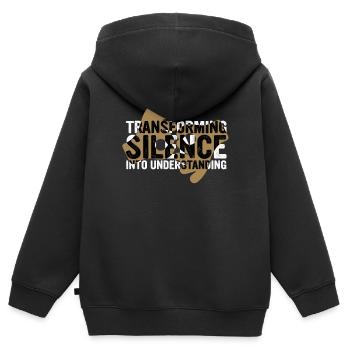 ASL Dolmetscher Gebärdensprache - Kinder Premium Organic Zip Hoodie - Schwarz - Hinten - AI Model Kid Male (0cm)