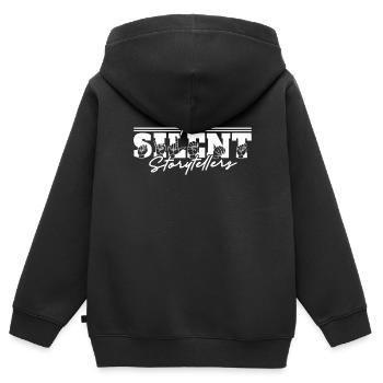 ASL Dolmetscher Gebärdensprache - Kinder Premium Organic Zip Hoodie - Schwarz - Hinten - AI Model Kid Male (0cm)