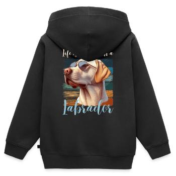 Labrador Retriever Hund Frauchen Herrchen Wauwau - Kinder Premium Organic Zip Hoodie - Schwarz - Hinten - AI Model Kid Male (0cm)