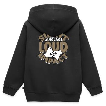 ASL Dolmetscher Gebärdensprache - Kinder Premium Organic Zip Hoodie - Schwarz - Hinten - AI Model Kid Male (0cm)