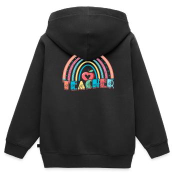 ASL Dolmetscher Gebärdensprache - Kinder Premium Organic Zip Hoodie - Schwarz - Hinten - AI Model Kid Male (0cm)