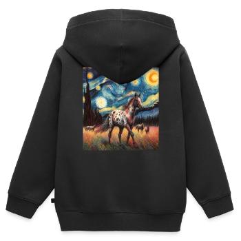 Appaloosa Pferd Sternennacht Gemälde - Kinder Premium Organic Zip Hoodie - Schwarz - Hinten - AI Model Kid Male (0cm)