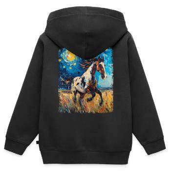 Appaloosa Pferd Sternennacht Gemälde - Kinder Premium Organic Zip Hoodie - Schwarz - Hinten - AI Model Kid Male (0cm)