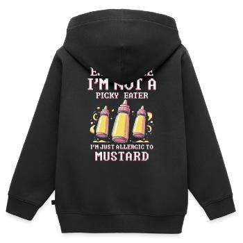 Allergie à la moutarde Je suis juste allergique à la moutarde - Sweat Premium à capuche zippé enfant bio - noir - Dos - AI Model Kid Male (0cm)