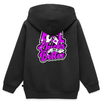 ASL Dolmetscher Gebärdensprache - Kinder Premium Organic Zip Hoodie - Schwarz - Hinten - AI Model Kid Male (0cm)