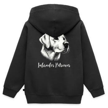 Labrador Retriever Chien Propriétaire de chien Chien de famille - Sweat Premium à capuche zippé enfant bio - noir - Dos - AI Model Kid Male (0cm)