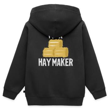 Lustiger Heumacher Bauernhof Lebensstil Heu - Kinder Premium Organic Zip Hoodie - Schwarz - Hinten - AI Model Kid Male (0cm)