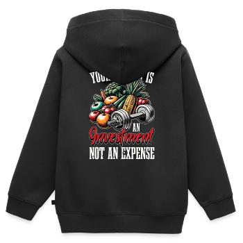Health Coach Your Health Is An Investment Workout - Kinder Premium Organic Zip Hoodie - Schwarz - Hinten - AI Model Kid Male (0cm)