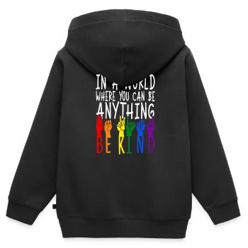 ASL Dolmetscher Gebärdensprache - Kinder Premium Organic Zip Hoodie - Schwarz - Hinten - AI Model Kid Male (0cm)