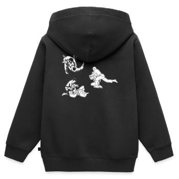 Judo combattant Judo Silhouette Judo - Sweat Premium à capuche zippé enfant bio - noir - Dos - AI Model Kid Male (0cm)