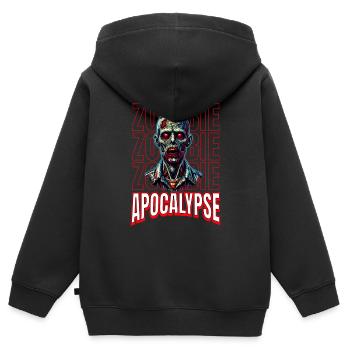 Zombie Apocalypse Joyeux Halloween Artwork - Sweat Premium à capuche zippé enfant bio - noir - Dos - AI Model Kid Male (0cm)
