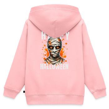 Fröhliches Halloween Mummy Grafikkunst - Kinder Premium Organic Zip Hoodie - Rosa - Hinten - AI Model Kid Female (0cm)