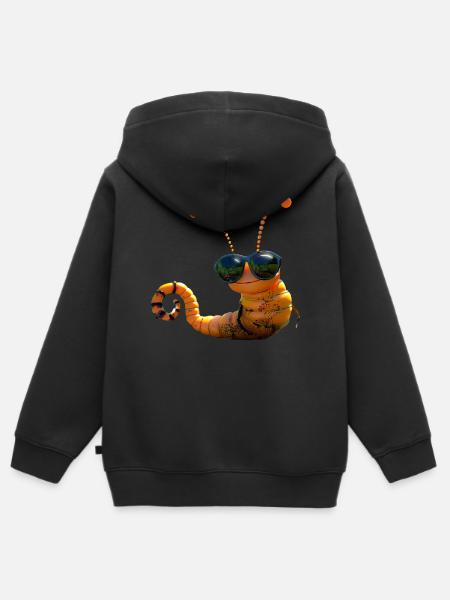 Raupe Lustige Larve Raupen Geschenk Süße Raupe - Premium børne zip-hættetrøje økologisk - sort