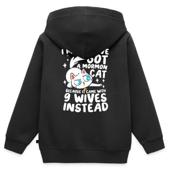I Must Have Got A Mormon Cat 9 für einen - Kinder Premium Organic Zip Hoodie - Schwarz - Hinten - AI Model Kid Male (0cm)