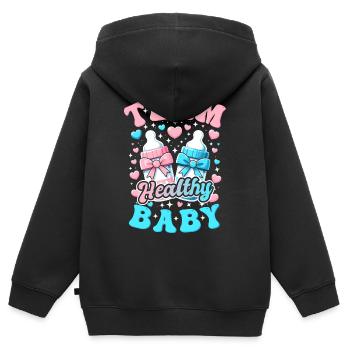 Geschlechtsenthüllung, Gender Reveal - Kinder Premium Organic Zip Hoodie - Schwarz - Hinten - AI Model Kid Male (0cm)