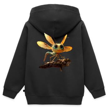 Libellule Libellule Ailes Colorées Libellules Mignonnes - Sweat Premium à capuche zippé enfant bio - noir - Dos - AI Model Kid Male (0cm)