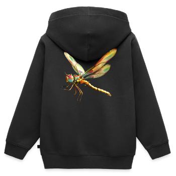 Libellule Libellule Ailes Colorées Libellules Mignonnes - Sweat Premium à capuche zippé enfant bio - noir - Dos - AI Model Kid Male (0cm)