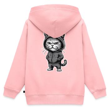 Genervte Verärgerte Katze im stylischen Hoodie - Kinder Premium Organic Zip Hoodie - Rosa - Hinten - AI Model Kid Female (0cm)