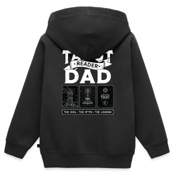 Tarot Lecteur Papa L’Idole Le Mythe Tarot Psychique - Sweat Premium à capuche zippé enfant bio - noir - Dos - AI Model Kid Male (0cm)