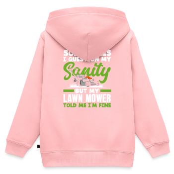 Landscaper Reason Lawn Mower - Kids Premium Organic Zip-up Hoodie - rose - Back - AI Model Kid Female (0cm)