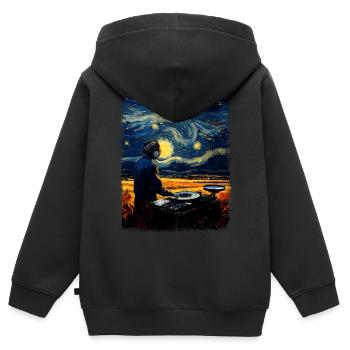 Discjockey Musikspieler DJ Plattenspieler Sternenn - Kinder Premium Organic Zip Hoodie - Schwarz - Hinten - AI Model Kid Male (0cm)