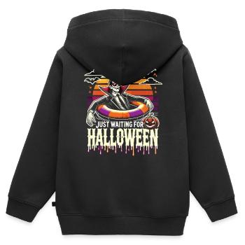 Vampire Chilling : En attendant Halloween - Sweat Premium à capuche zippé enfant bio - noir - Dos - AI Model Kid Male (0cm)