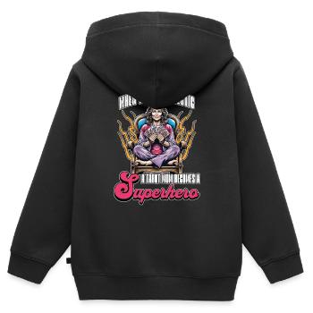 Lecture du tarot quand la vie devient mouvementée Lecture des cartes - Sweat Premium à capuche zippé enfant bio - noir - Dos - AI Model Kid Male (0cm)