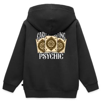 Carte de lecture de tarot portant un amateur de tarot psychique - Sweat Premium à capuche zippé enfant bio - noir - Dos - AI Model Kid Male (0cm)