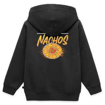 Nachos Cue The Nachos Passionné de cuisine mexicaine - Sweat Premium à capuche zippé enfant bio - noir - Dos - AI Model Kid Male (0cm)