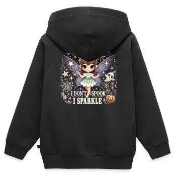 T-Shirt Fée Halloween - Je n’ai pas peur, je brille - Sweat Premium à capuche zippé enfant bio - noir - Dos - AI Model Kid Male (0cm)