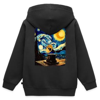 Gramophone Old School Turntable Starry Night - Kids Premium Organic Zip-up Hoodie - black - Back - AI Model Kid Male (0cm)
