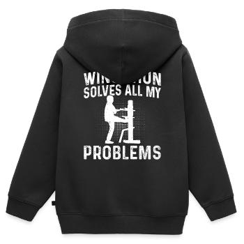Le Wing Chun résout tous mes problèmes - Wing Chun Fight - Sweat Premium à capuche zippé enfant bio - noir - Dos - AI Model Kid Male (0cm)
