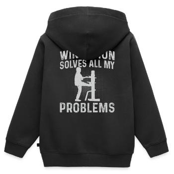 Le Wing Chun résout tous mes problèmes - Wing Chun Marti - Sweat Premium à capuche zippé enfant bio - noir - Dos - AI Model Kid Male (0cm)