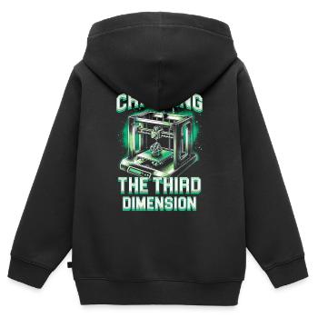 Impression 3D : un ingénieur 3D crée la troisième dimension - Sweat Premium à capuche zippé enfant bio - noir - Dos - AI Model Kid Male (0cm)
