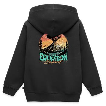 Géologie, géologue, spécialiste des éruptions en sciences de la Terre - Sweat Premium à capuche zippé enfant bio - noir - Dos - AI Model Kid Male (0cm)