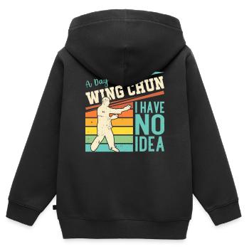 Une journée sans Wing Chun dont je n’ai aucune idée - Wing Chun - Sweat Premium à capuche zippé enfant bio - noir - Dos - AI Model Kid Male (0cm)