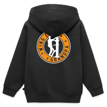 Wing Chun Grand-père Combattant de Wing Chun - Sweat Premium à capuche zippé enfant bio - noir - Dos - AI Model Kid Male (0cm)