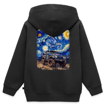 Boue Boue Boue Course Nuit étoilée Peintres - Sweat Premium à capuche zippé enfant bio - noir - Dos - AI Model Kid Male (0cm)