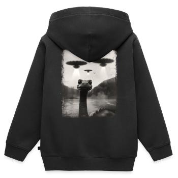 Loch Ness Monster Nessie UFO Alien Außerirdischer - Kids Premium Organic Zip-up Hoodie - black - Back - AI Model Kid Male (0cm)