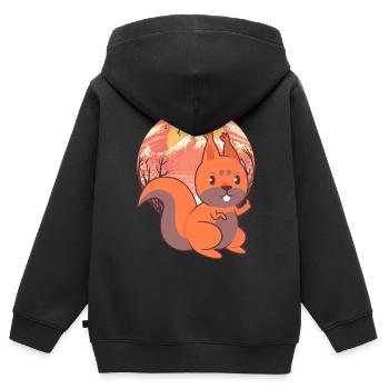 Eichhörnchen Kinder Kind - Kinder Premium Organic Zip Hoodie - Schwarz - Hinten - AI Model Kid Male (0cm)